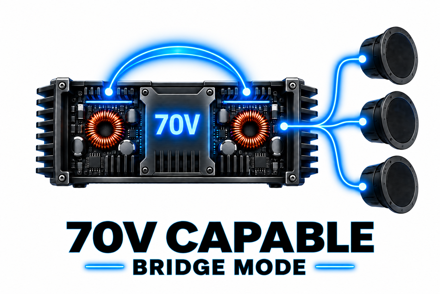 70V Capable in Bridge Mode